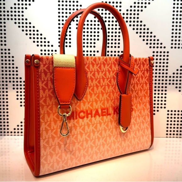 Michael Kors Mirella Small Ombré Signature Logo Crossbody Bag Red Clay - Picture 5 of 9